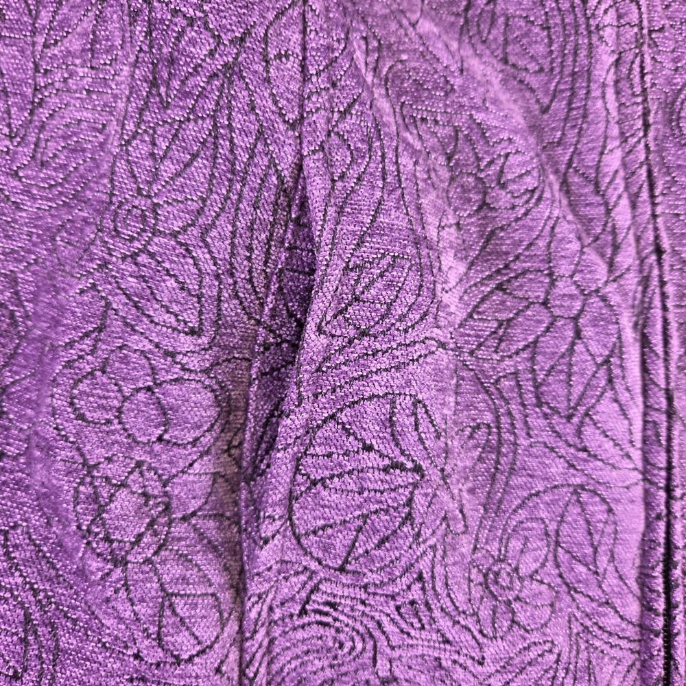 Dressbarn Purple Floral Scroll Tapestry Zip Up Mock Neck Jacket Large - Picture 5 of 7